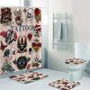 Old School Tattoo Art Shower Curtain Set For Bathroom Vintage Punk Skull Anchor Dagger Curtains Rug Mat Halloween Decor