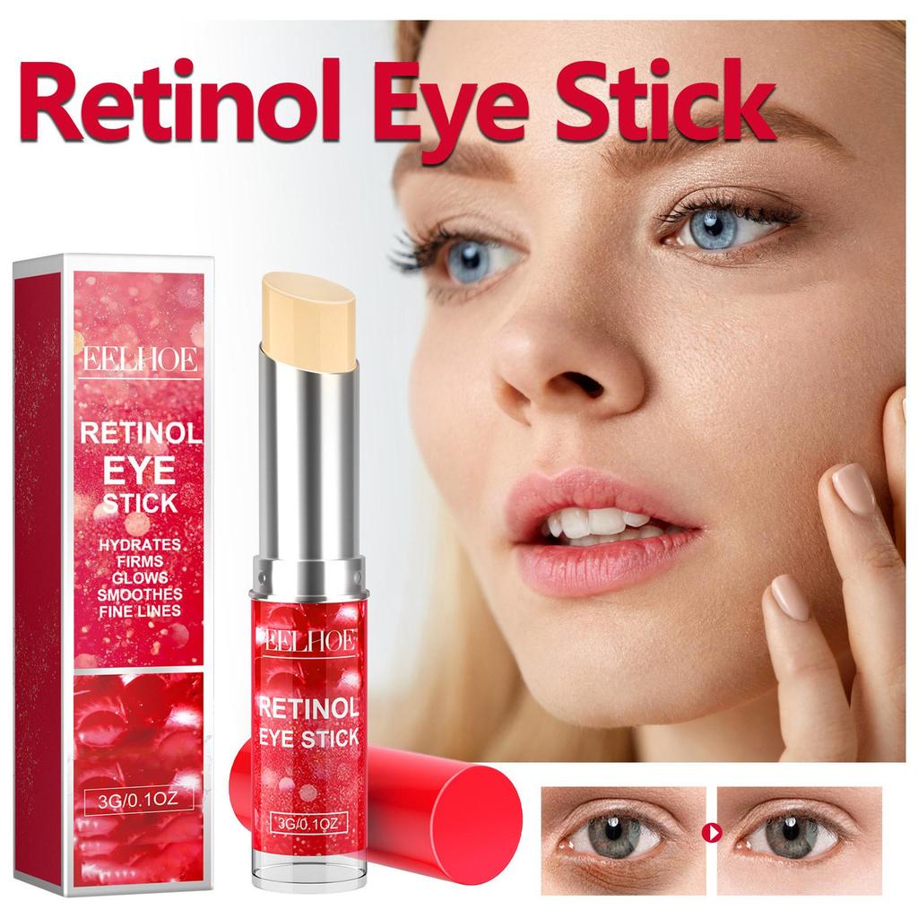 EELHOE  Retinol Eye Stick For Wrinkles Eye Cream Stick Fine Lines Moisturizing Eye Area Care Under Eye Bags Dark Circles Reduction 3g