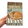 Vintage Metal Tin Sign Sleeping Cat Wall Decor Retro Iron Poster for Living Room