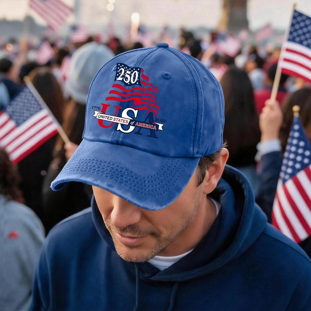 Men's and Women's Matching American 250th Anniversary Anniversary Embroidered Vintage Washed Baseball Cap