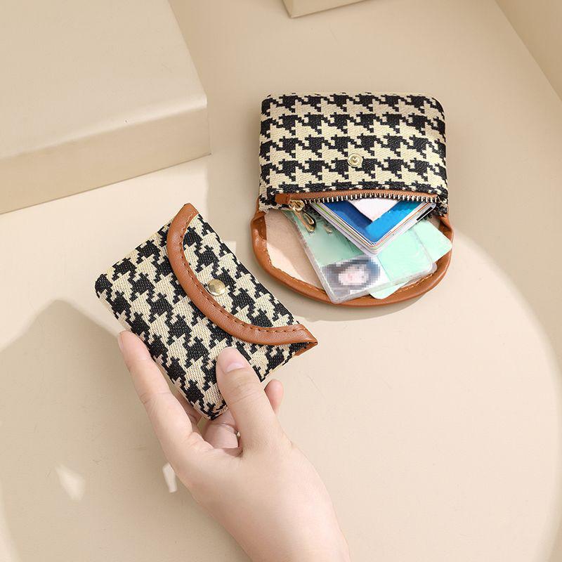 Mini Square Plaid Canvas Lipstick Makeup Bag Plaid Coin Wallet Large Capacity Storage Bag