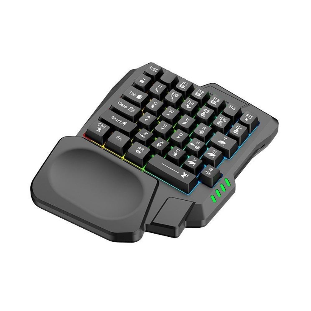 One-handed Keyboard Colorful Mechanical 35 Keys with Mobile Phone Throne PUBG Handle Mobile Game Chicken Eating Artifact