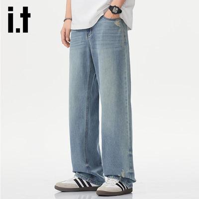 Izzue It Men's American High Street Lyocell Tencel Straight Jeans