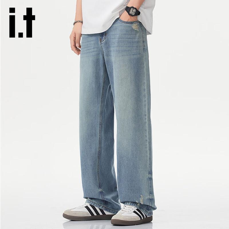 

Izzue It Мужские прямые джинсы из лиоцелла Tencel в американском уличном стиле 34