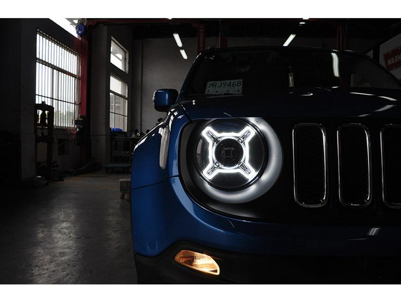 Fits 16-19 Jeep Renegade: LED Daytime Running Light & Bi-Xenon Projector Headlight Assembly