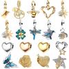 New Original Copper Colorful Heart Clover Rose Star Butterfly Bird Bead Charms For Diy Bracelet Necklace Women Gift
