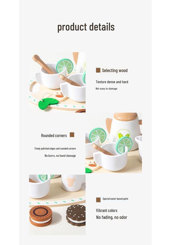 Wooden Afternoon Tea & Dessert Play Set for Kids