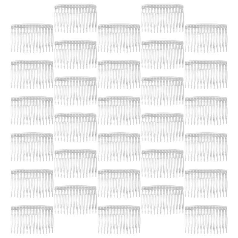 50Pcs Transparent Hair Side Combs Plastic 14-Teeth Hair Clips Lightweight Wedding Bridal Headpieces Wedding Veil Combs