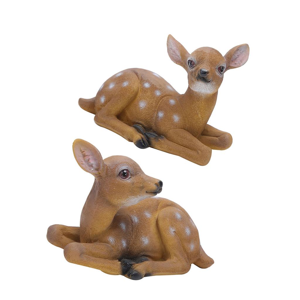 2 Buc. Statuie Cerb Sika Sculptură Ornamente Model Animal Artizanat Artă Decor Ornament Grădină Exterioară