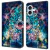 For iPhone 16 Case Pattern Printed Protective Cover TPU+PU Leather Flip Phone Case