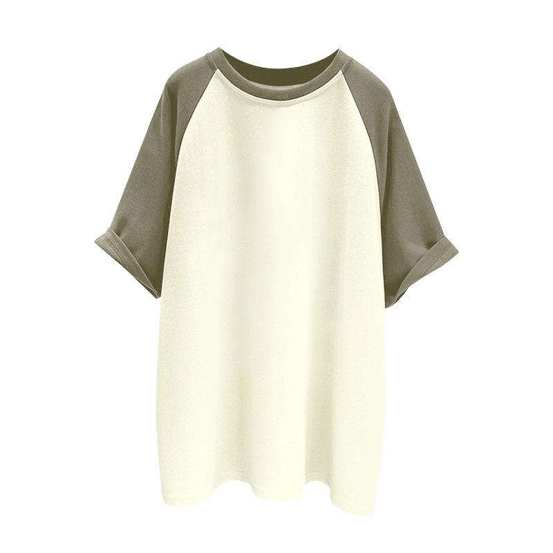 Women's Pure Cotton Raglan Sleeve T-Shirt - Trendy Color Block, Unisex Style, Custom Logo