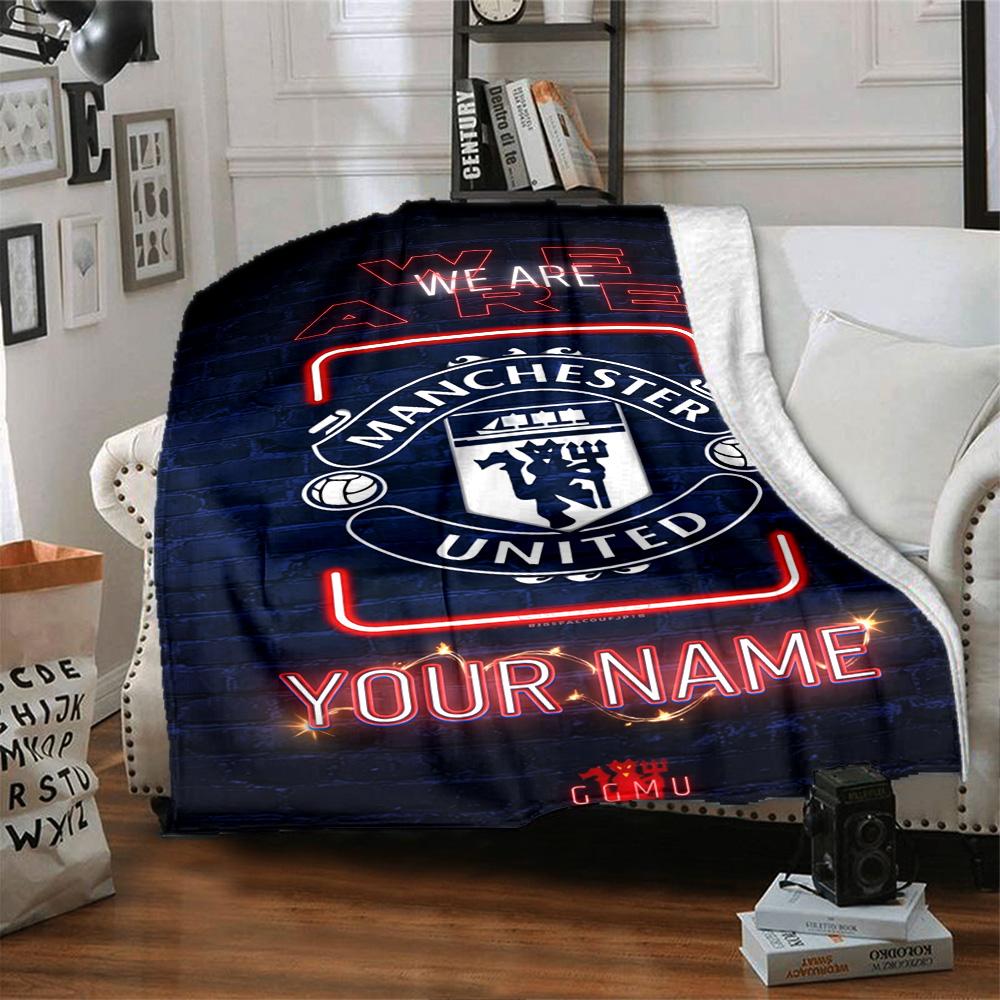 Manchester Customize Your Name Blanket Gift Customizable Blanket Soft Warm Cozy Perfect for Seaside Couch Office Living Room Four Seasons Multipurpose