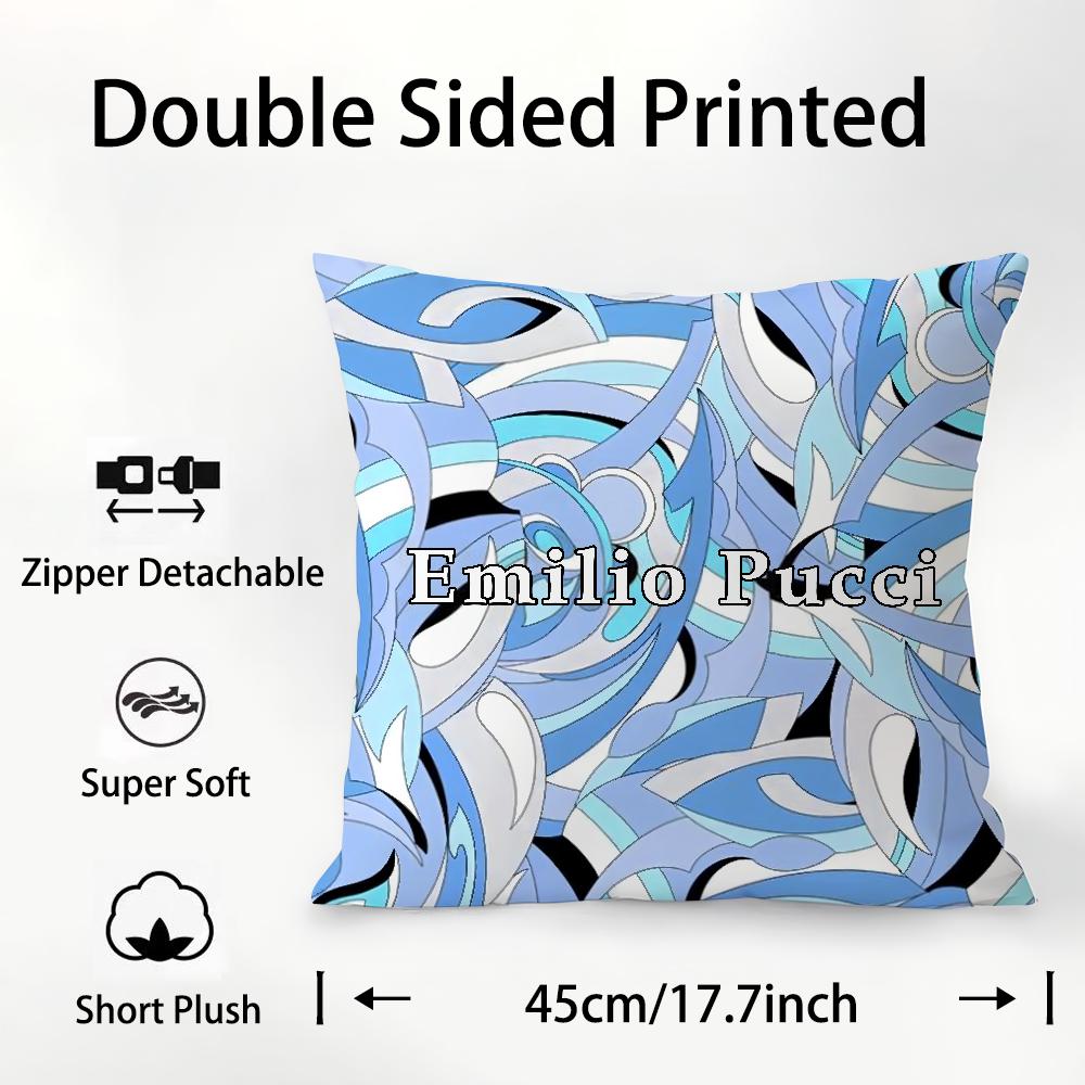 Fashion E-EE-Emilio logo P-Pucci Pillow Case Plush Fabric Soft Double Sided Print Sofa Cushion Cover Throw Pillow Covers