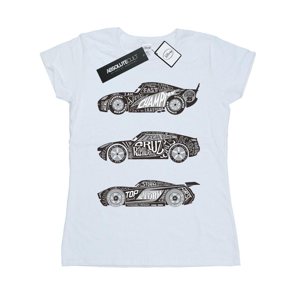 Disney Damen/Damen Autos Text Rennfahrer Baumwoll-T-Shirt
