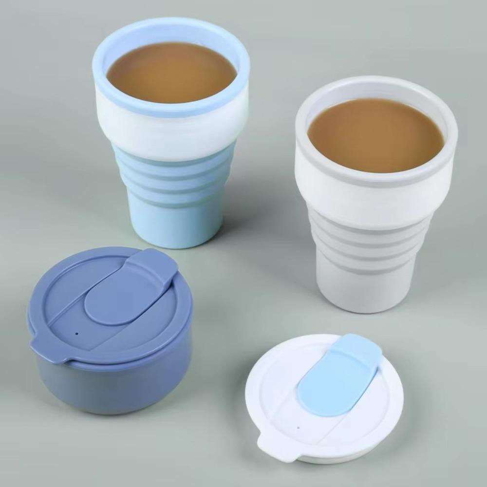 With Lid Collapsible Cups with Lid 375ml Portable Travel Tumbler Folding Coffee Cup Dining