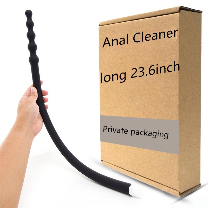 23.6 Inch Long Anal Cleaner Silicone Anal Plug Douche Vaginal Wash Body Shower Toys Enemator Colon Anal Beads Shower Cleaner