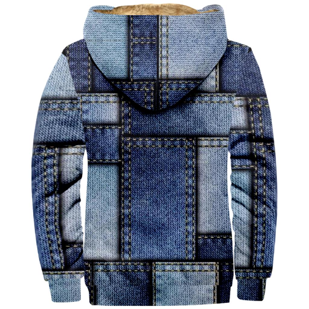 Men's Winter Printed Fleece Jacketed Cardigan Zipper Jacket