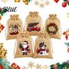 Christmas Party Favor Bags Jute Burlap Gift Bags, Drawstring Treat Candy Reusable Fabric Pouches Bag, Linen Packaging Pouch for Holiday Favors