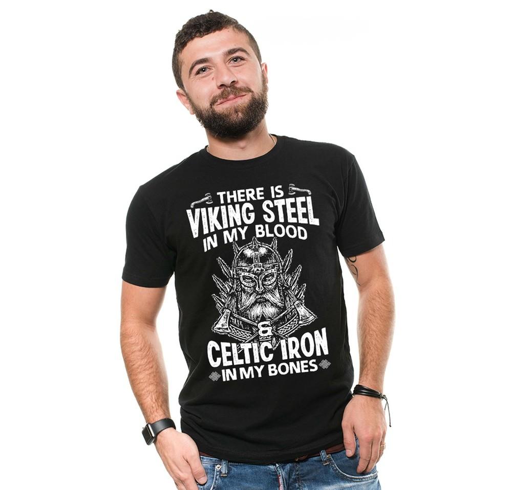 There Is Viking Steel In My Blood Shirt Viking Warrior Gift Tee Viking DNA Shirt Unisex T-Shirt L