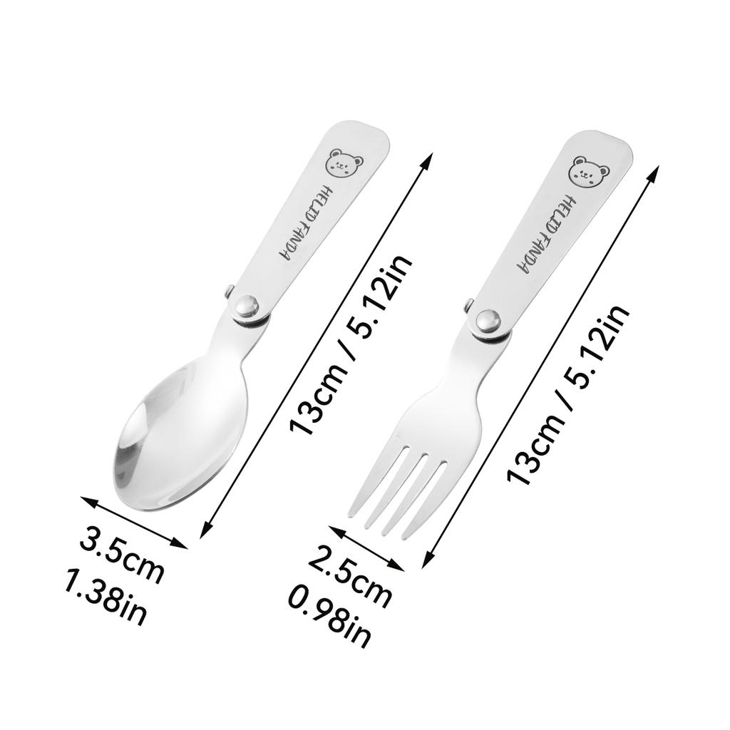 Nytt 2/4 st/set Utomhus Bärbart Vikbart Matservis Set 304 Rostfritt Stål Gaffel Sked Ätpinnar Picknick Matservis Set