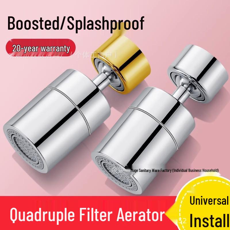 Universal Rotatable Kitchen Sink Faucet with Anti-Splash, Extendable Shower Head, and Connector.