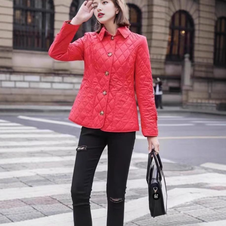 

Женская стеганая куртка-пуховик Black Diamond с металлическими пуговицами, повседневное зимнее пальто 4XL красный