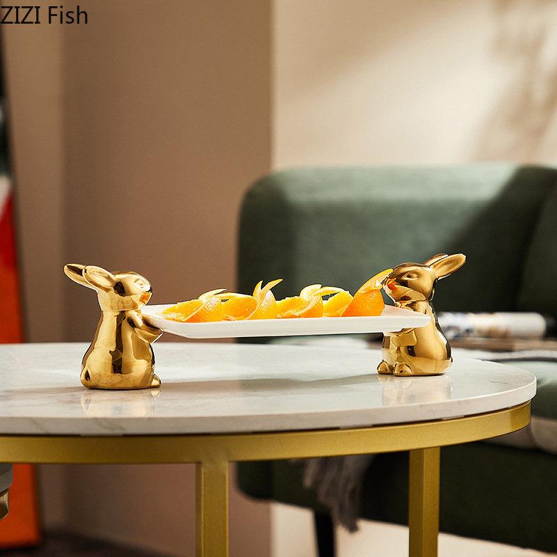 Kreative Kaninchen Dessert Platte Keramik Obst Platte Wohnzimmer Snack Candy Lagerung Tray Home Dekoration Kuchen Platte Geschirr