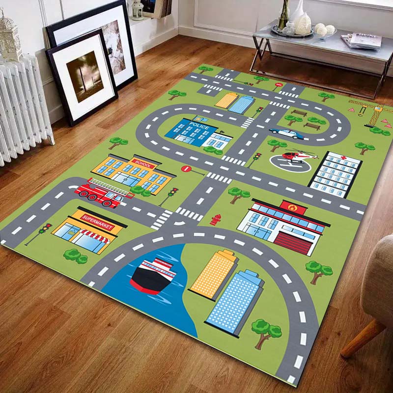 

Cartoon City Traffic Print Carpet for Bedroom Living Room Bedside Sofa Floor Mat Modern Home Decor Area Rug Luxury Gift 40x60cm (16x24in)