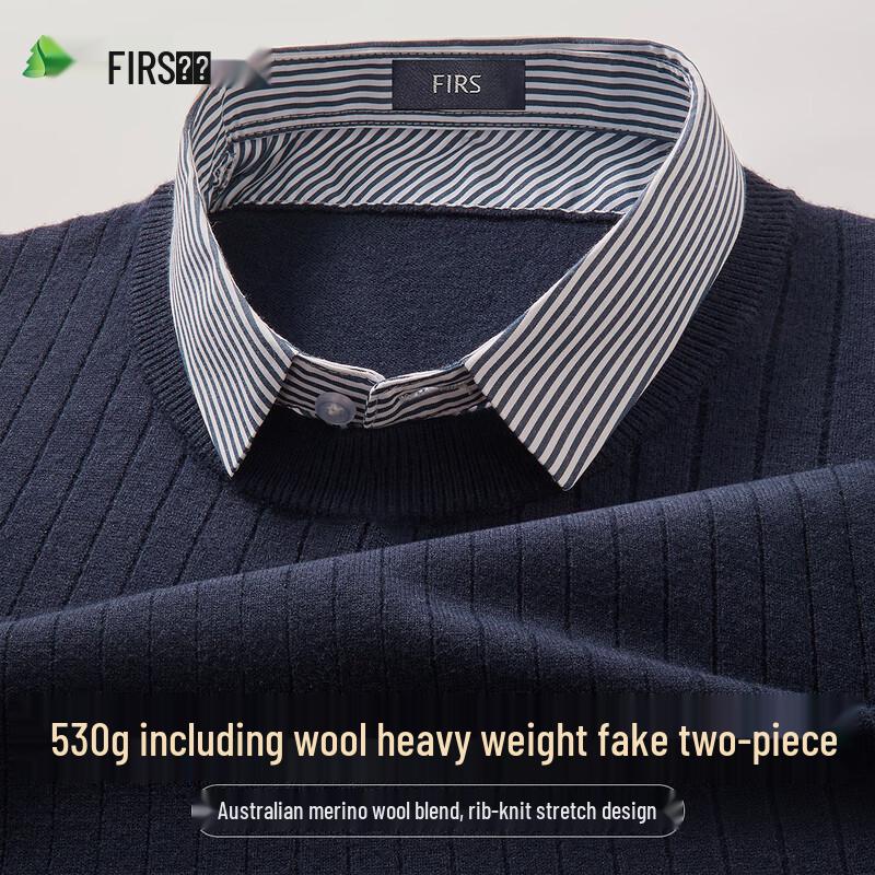 

FIRS Мужской свитер из смесовой шерсти, имитирующий двойку, с круглым вырезом L