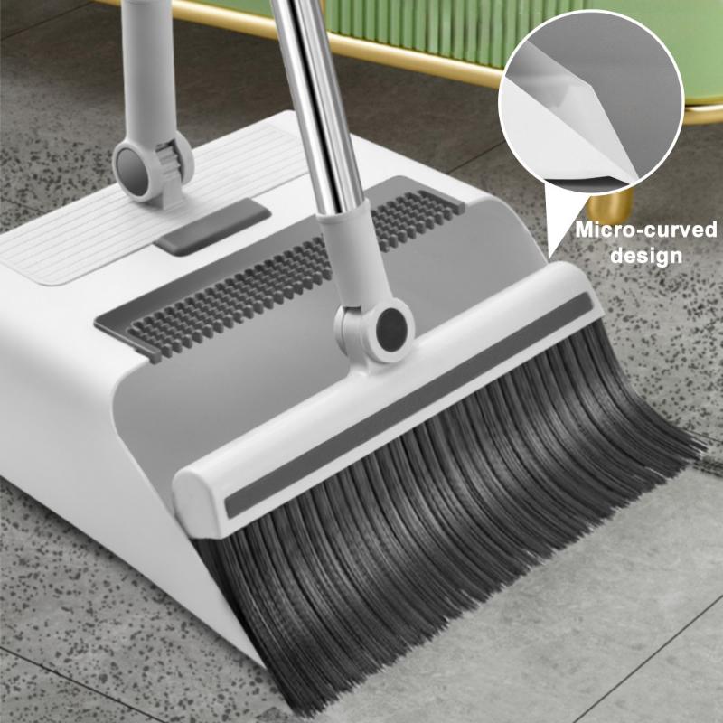 Broom Dustpan Floor Brush Set Indoor Non-Stick Hair Long Handle Thickened Broom With Stand Up Dustpan Combo Set Home Clean Tools