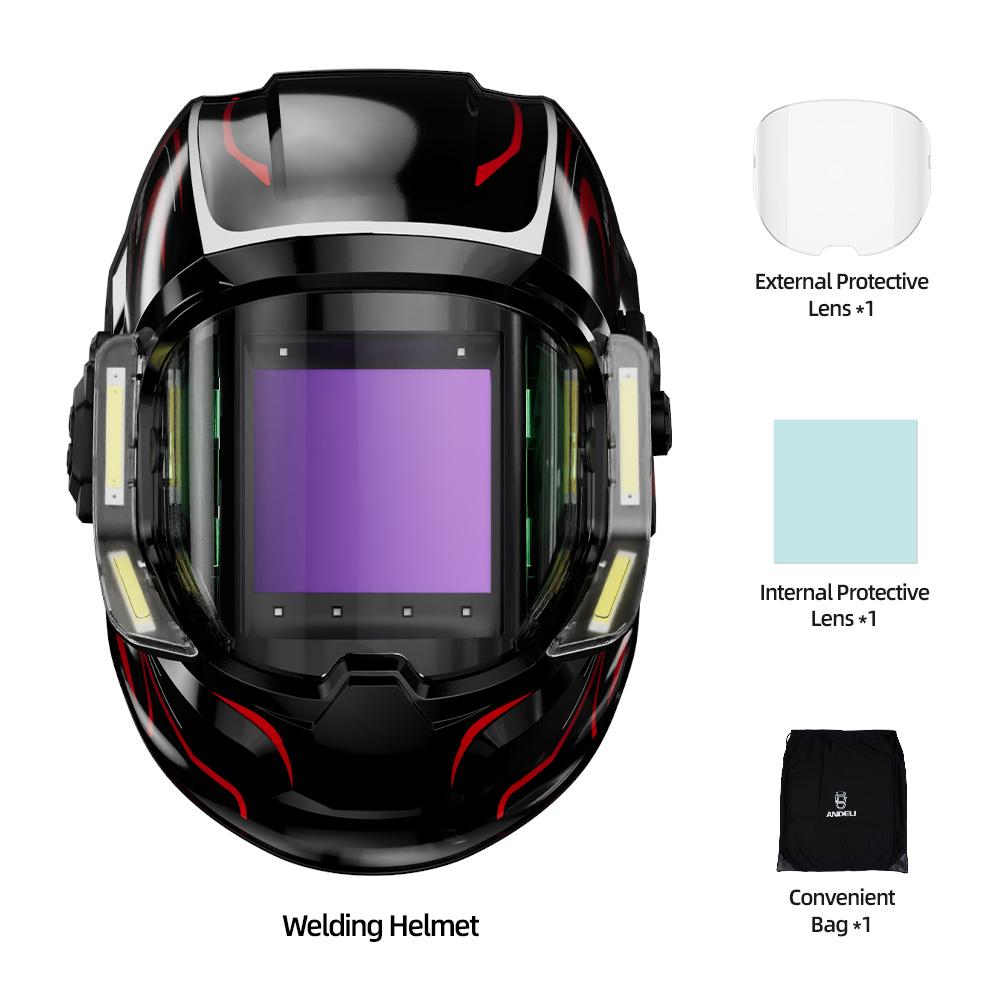 ANDELI Auto Darkening Welding Helmet with Large Viewing True Color Welding Mask 6 Arc Sensor 1/1/1/2 for Welding Cut Grind Area
