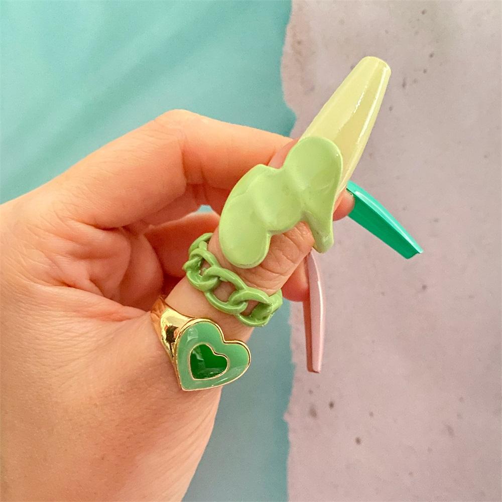 Love Heart Dýňový prsten Barevný prsten Tai Chi Bagua Array prsten Hvězda, 3dílná sada