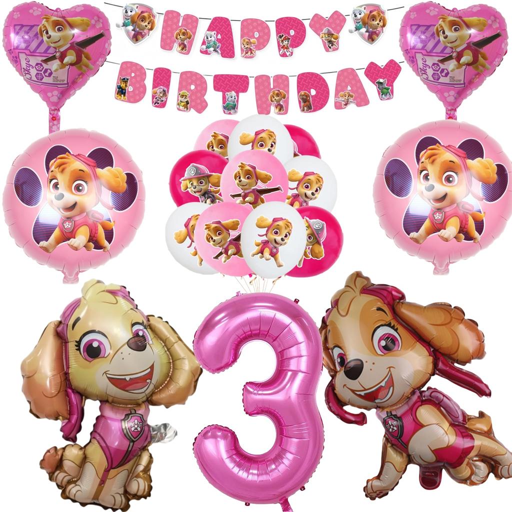 Roze Paw Patrol Verjaardagsfeest Decoratie Skye Wegwerp Servies Tafelkleed Bord Folie Ballonnen Babyborrel Meisjes Feestartikelen