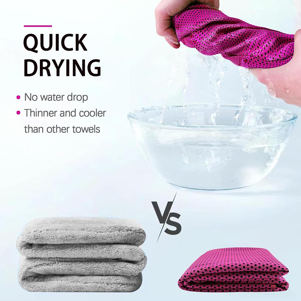 4Pcs Cooling Towels with Waterproof Bag & Carabiner for Running, Yoga, Climb