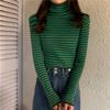 Herbst Winter Gestreiften Rollkragen Gestrickte Pullover für Frauen Neue Langarm Top Frauen Pullover Alle-spiel Bodenbildung Shirt