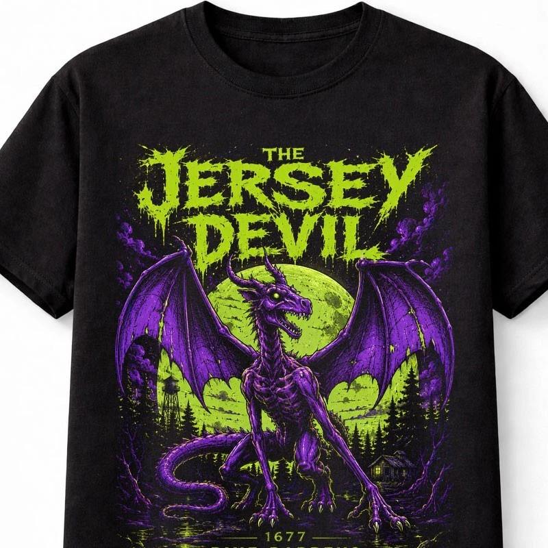 Jersey Devil Pine Barrens Cryptid Horror Monster Unisex TShirt S