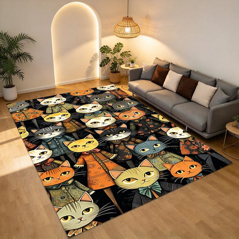 Cat Parade Living Room Nonslip Area Rug Soft Carpet For Bedroom Game Playroom Sofa Office Home Decor Doormat Christmas Gift C926628