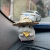 New Cute Eating Straw Hat Hamster Car Accessories Car Toy Center Console Decoration Car Interior Decoration Pendant