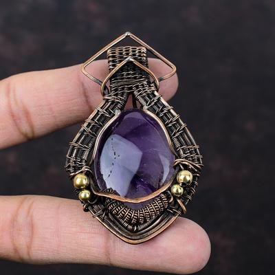 Colgante de Amatista Estrella con Alambre de Cobre Colgante de Piedra Envuelto en Alambre Joyería de Cobre Colgante Elegante Joyería Hecha a Mano Envuelto en Alambre Regalo Especial para Mujer