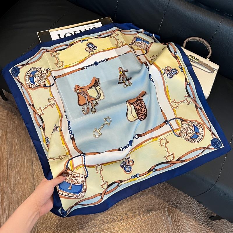New silk scarf women's fashion versatile high-end small square scarf Korean version neck protection scarf spring and autumn retro scarf binding bag