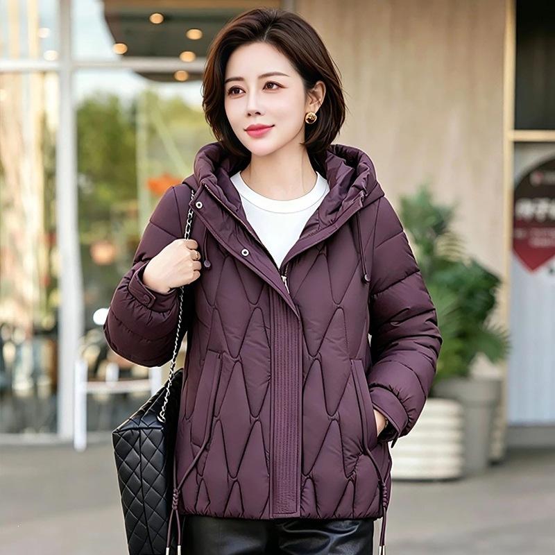 Warm Versatile Loose Thickened Jacket Bread Clothing Hooded Short Mom Clothing Casual Winter Fashion Down Cotton Clothing