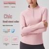 Jaqueta de Yoga Feminina Refletiva Emagrecedora com Meio Zíper, Top Fitness para Exterior de Manga Longa