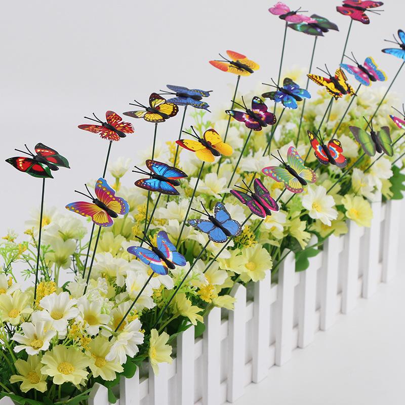 10-50pc Simulation Butterfly Decor Stakes Home Party Garden Patio Decor Colorful Multi-purpose Butterfly Yard Plant Decor