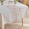 Embroidered cotton and linen style tablecloth French style fabric dining table cloth literary small fresh fringed coffee table cloth tablecloth