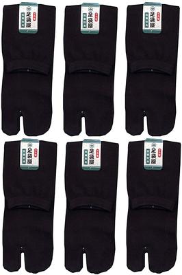 Tabiya Antibacterial and Odor Resistant Crew Length Tabi Socks Set of 6 Black Men's (Men's Socks) 25-27cm