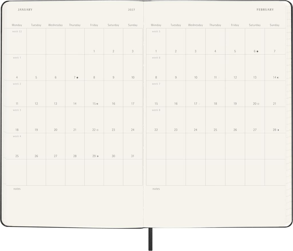 Moleskine 2026 Weekly July 18 Horizontal X Black DHB18WH3Y27 Diary, Start, Months, (Large Size) (13cm 21cm), Hardcover,