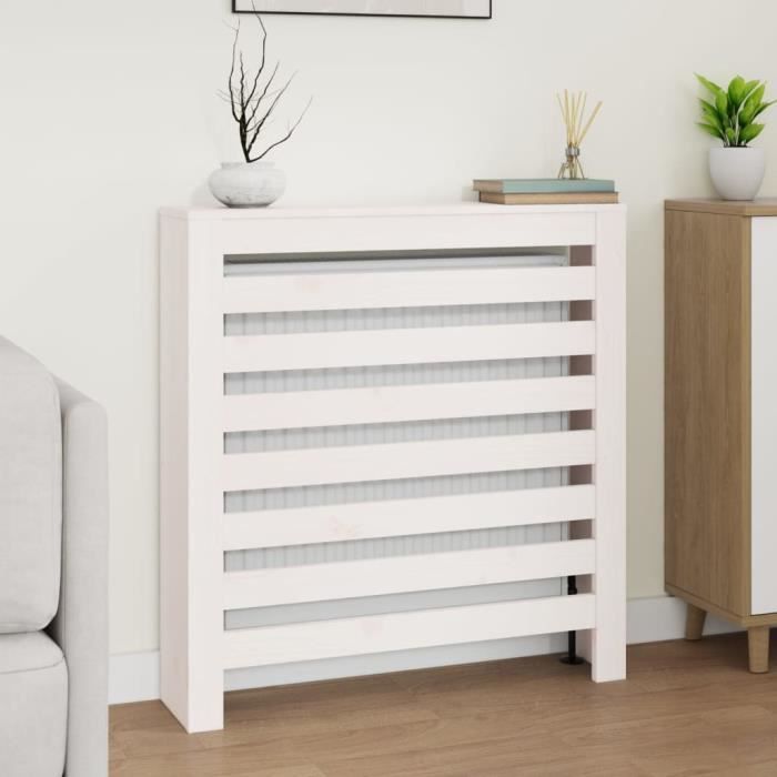 822592 vidaXL Cache-radiateur Blanc 79,5x19x84 cm Bois massif de pin