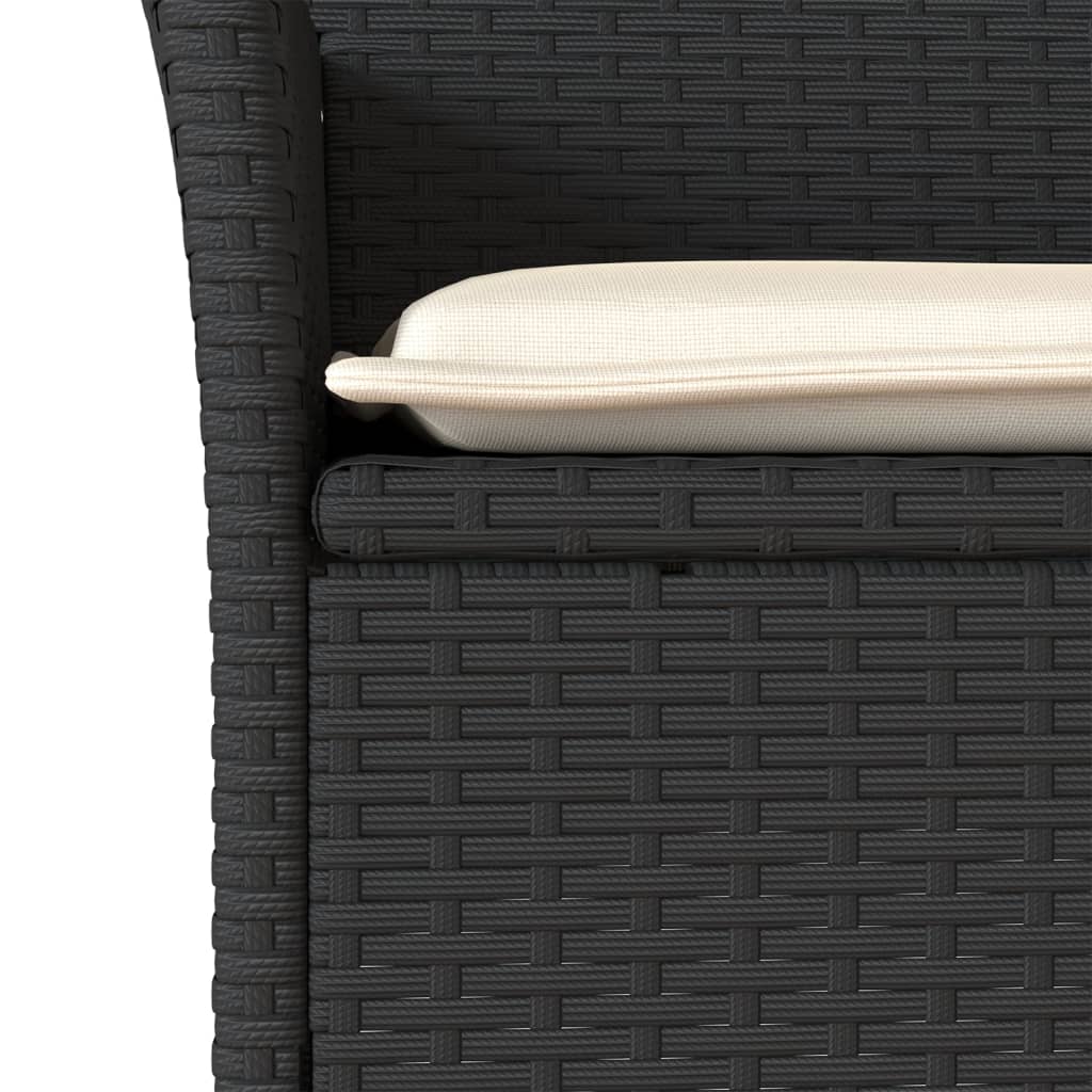 Vidaxl 3-Cz. Garden Furniture Set With Cushions, Black, Poly Rattan