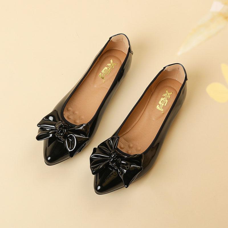 Women's Flats Shoes Solid color Pointed Toe Slip On Patent Leather Woman Shoes Casual Foldable Non-slip Ladies Loafers WSH5331