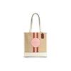 Dempsey Fabric Cow Leather Tote Bag , Shopping Bag , Shoulder Bag , Handbag Large Women's Khaki Soft Pink (Unisex) Shoulder Bags
